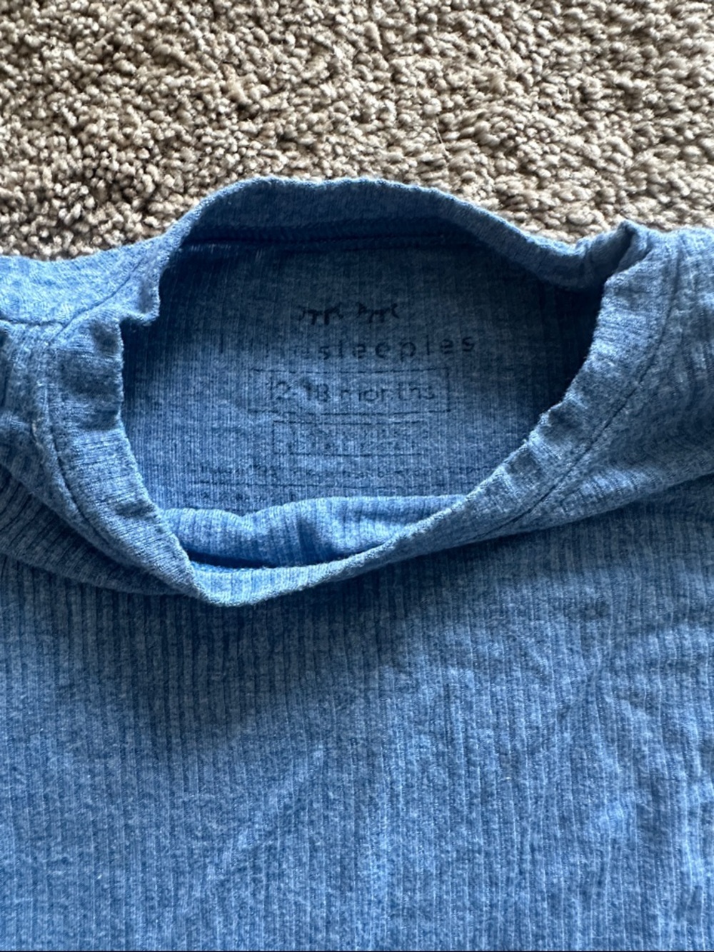 Blue Ribbed Little sleepies PJ set size 12-18 months